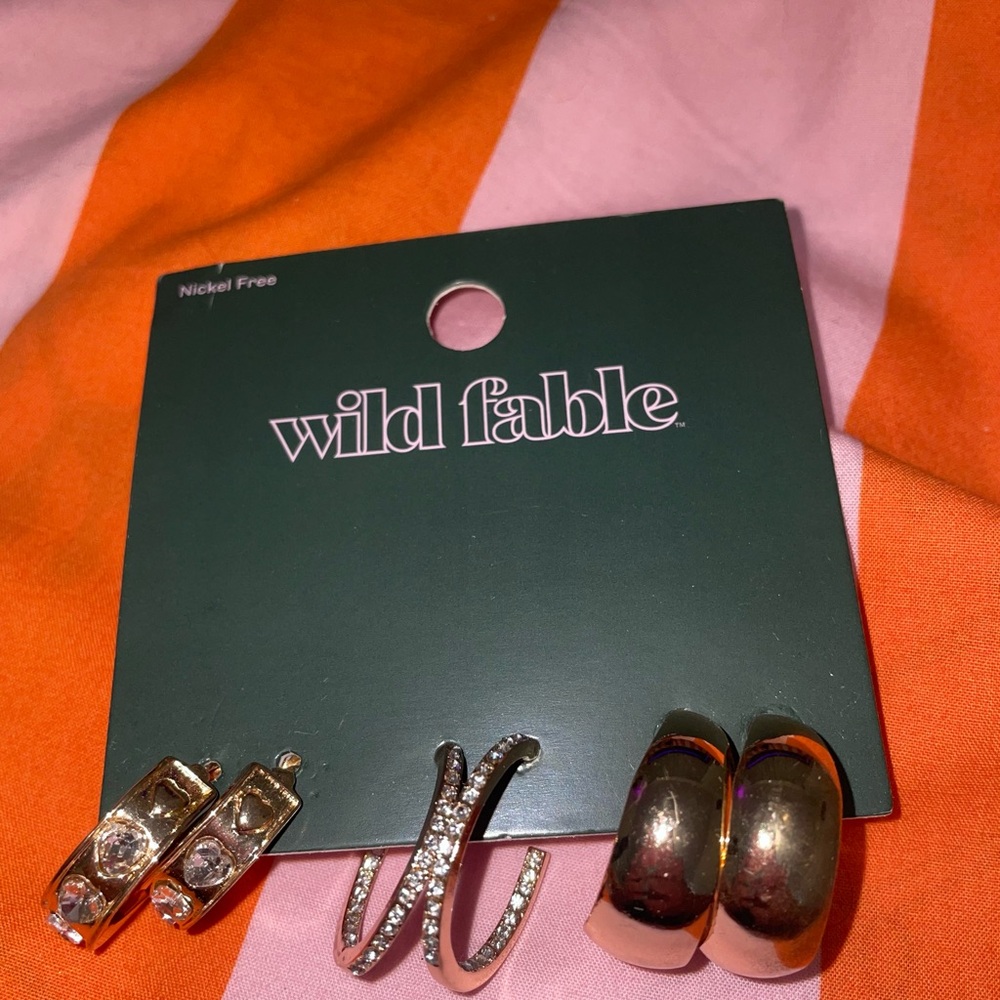 Wild Fable Gold and Silver Earring Trio